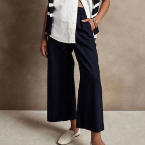BANANA REPUBLIC Linen-Blend Easy Crop Pant, Preppy Navy, Size Small